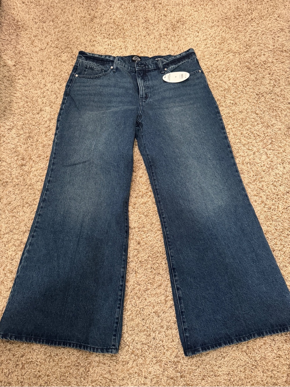 New Flare Slouchy Relaxed Wide Leg Jeans Dark Wash - Picture 4 of 7